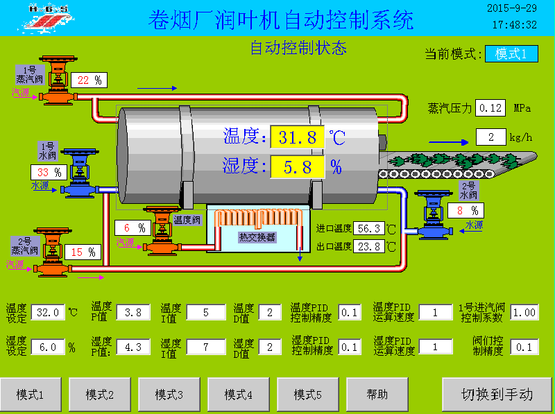 烟厂润叶机自动控制系统（自动控制状态）.png